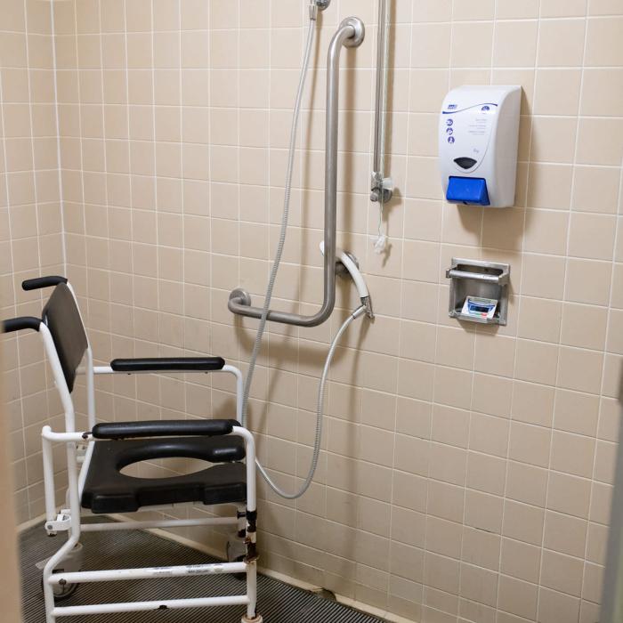 An accessible shower room for residents 